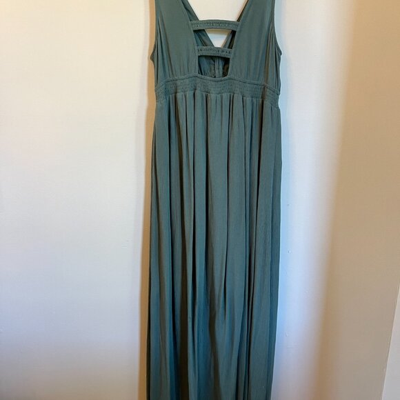 Lovestitch Teal Button Front Accent Maternity Maxi Dress - Picture 4 of 6